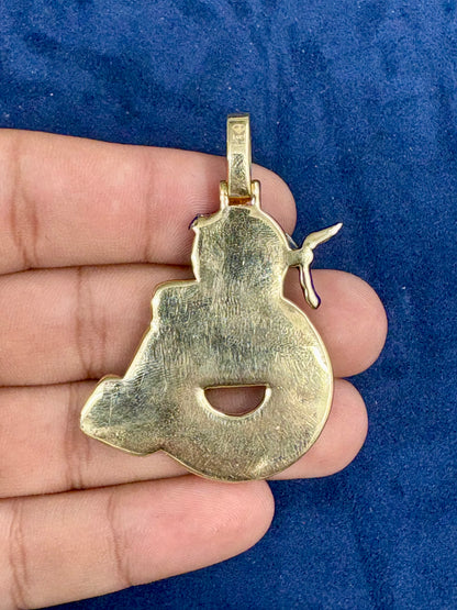Solid 14K Gold and Diamond Wheelchair Pendant