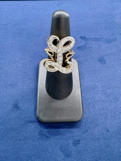 14K Gold and Diamond Initial L Ring