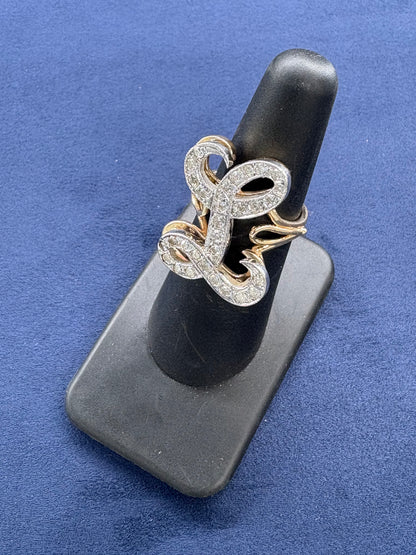 14K Gold and Diamond Initial L Ring