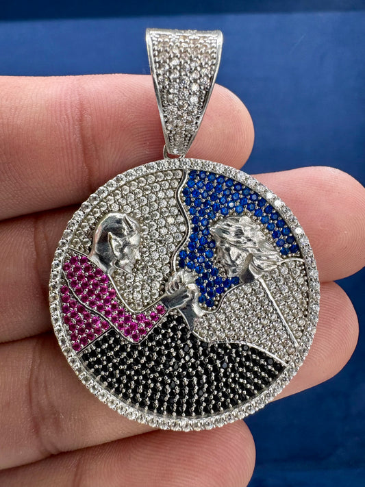 14K White Gold and Safire Stone Pendant