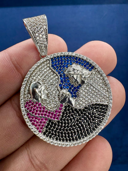 14K White Gold and Safire Stone Pendant