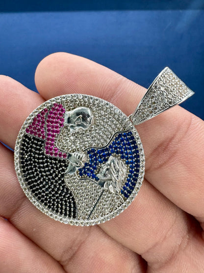 14K White Gold and Safire Stone Pendant