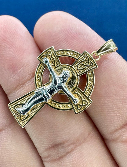 14K Gold Cross Pendant with Jesus