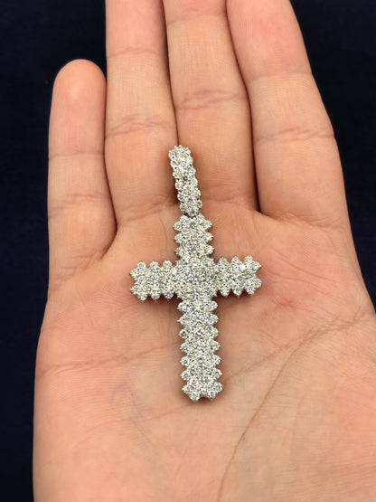 14k Spiky Diamond Cross Pendant