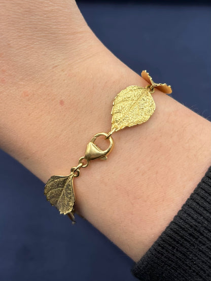 14k Autumn Leaf Link Bracelet