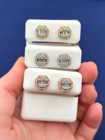 10K Baguette Octagon Titan Earrings