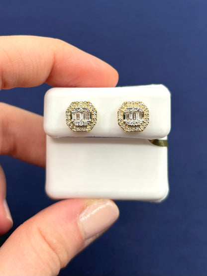 10K Baguette Octagon Titan Earrings
