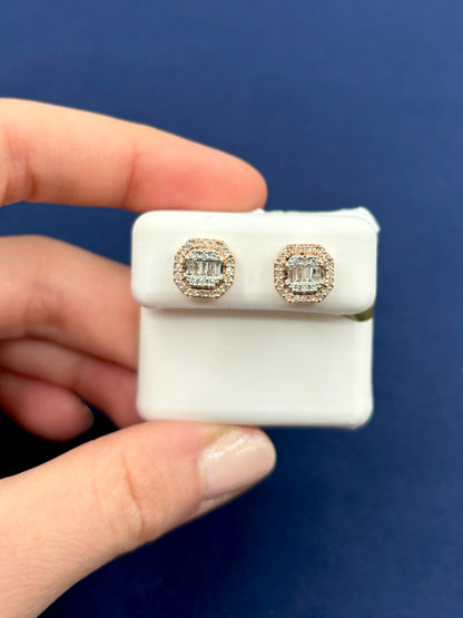 10K Baguette Octagon Titan Earrings