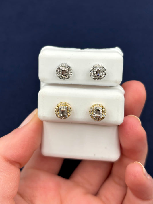 10K Stacked Baguette Center Cake Earring