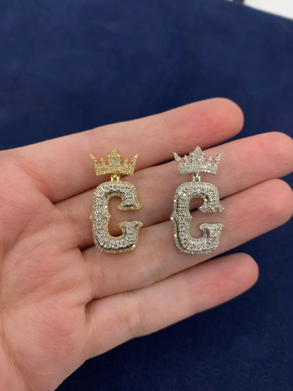 10K Crown Initial Pendant