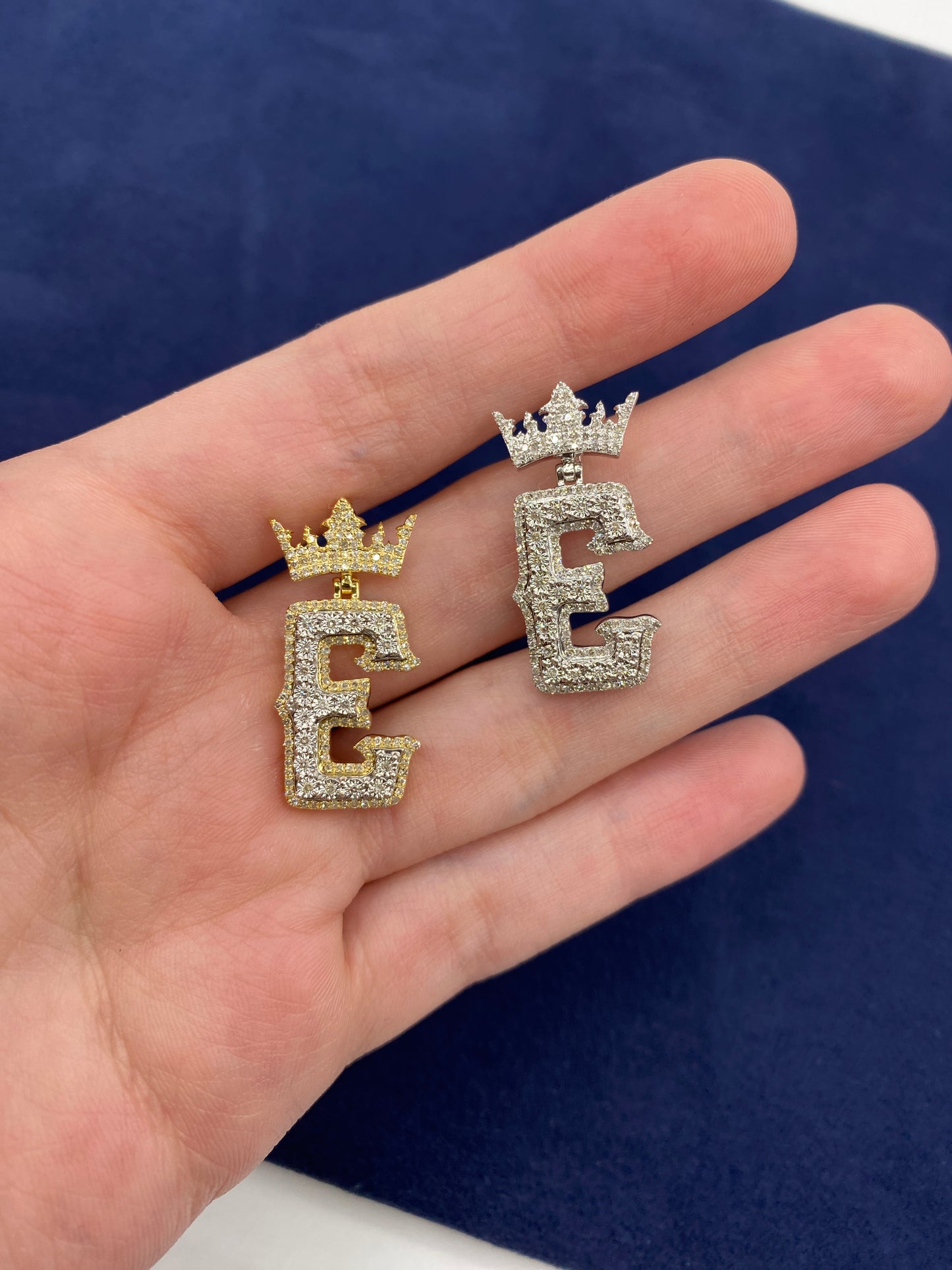 10K Crown Initial Pendant