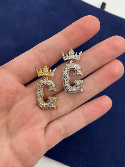 10K Crown Initial Pendant