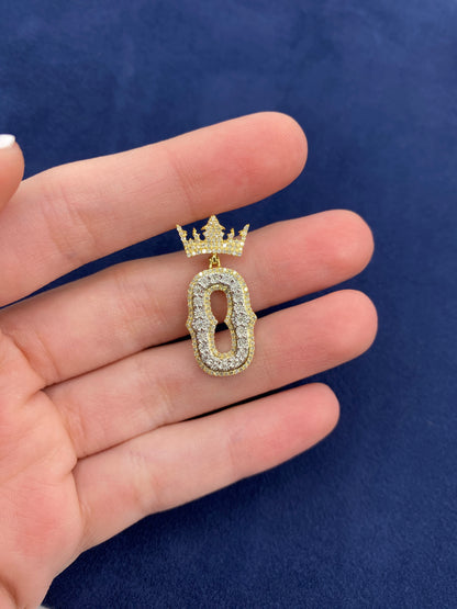 10K Crown Initial Pendant