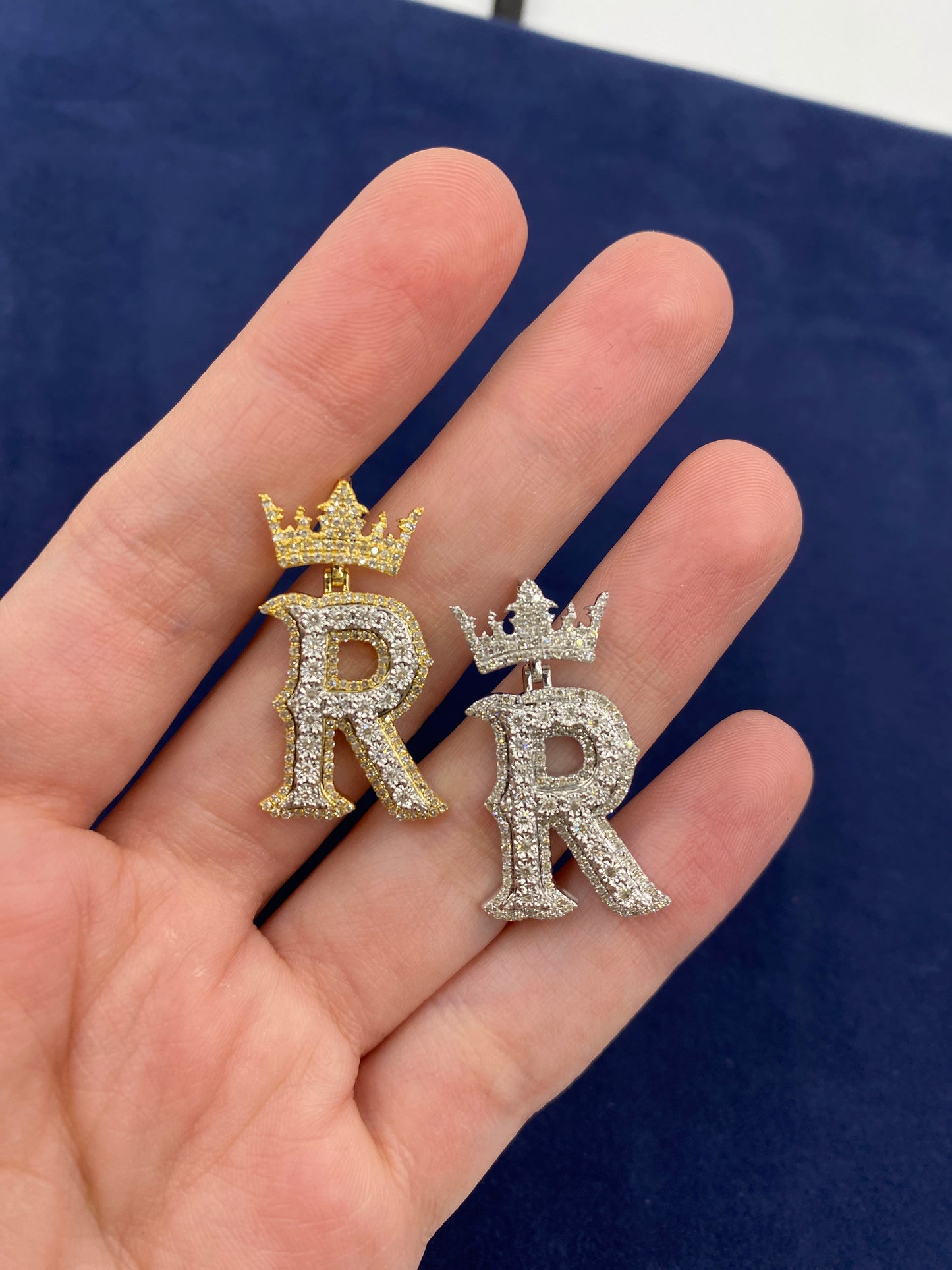 10K Crown Initial Pendant