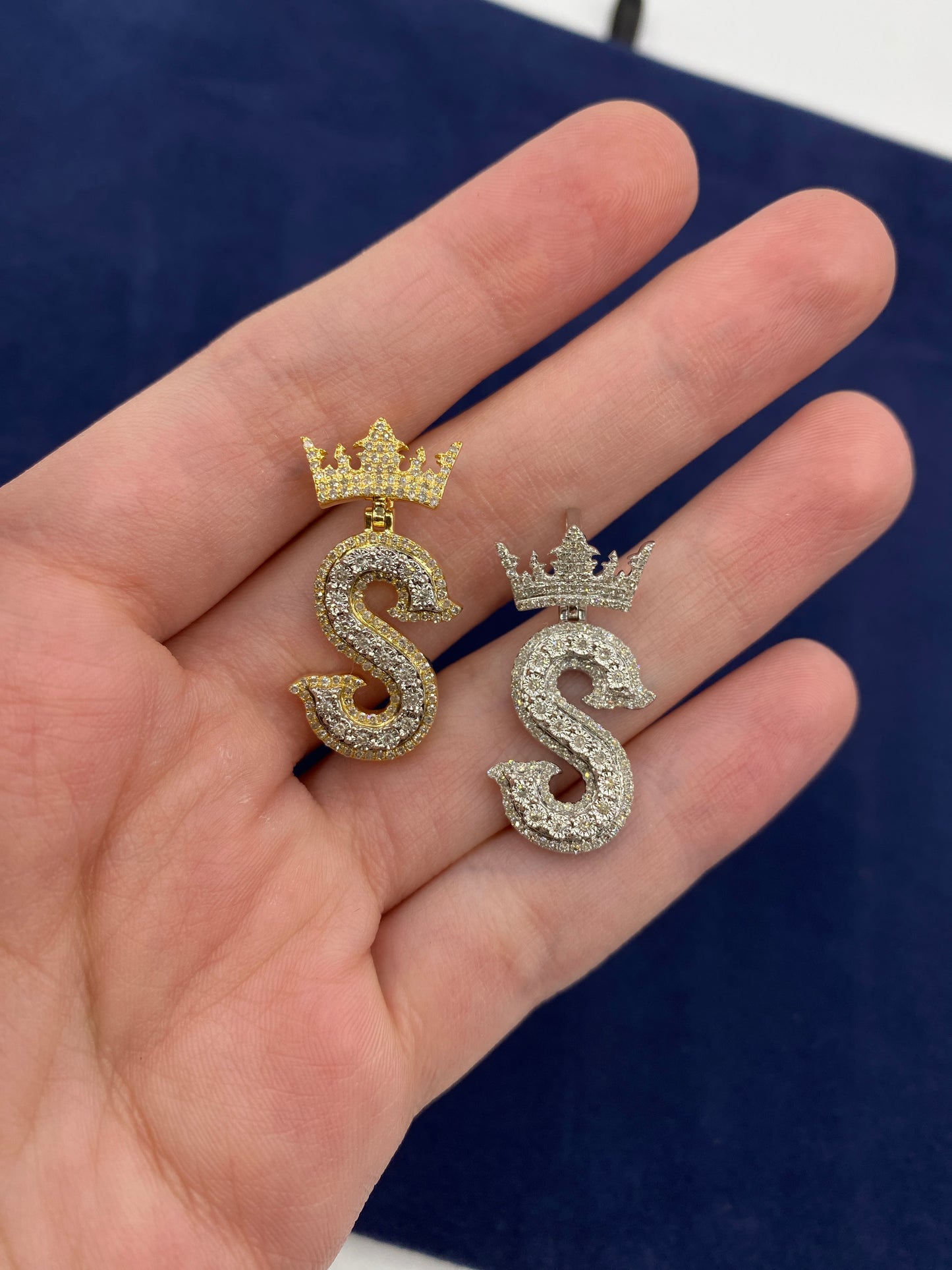 10K Crown Initial Pendant