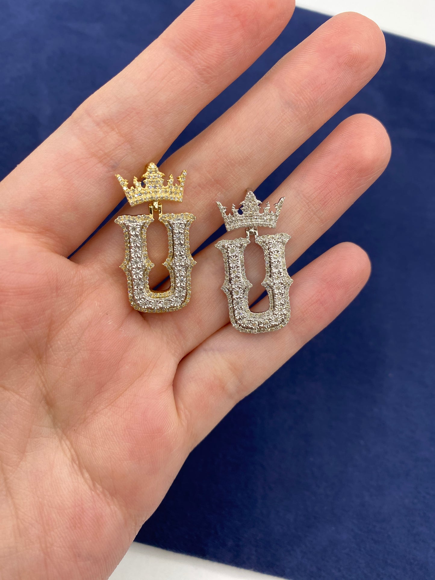 10K Crown Initial Pendant