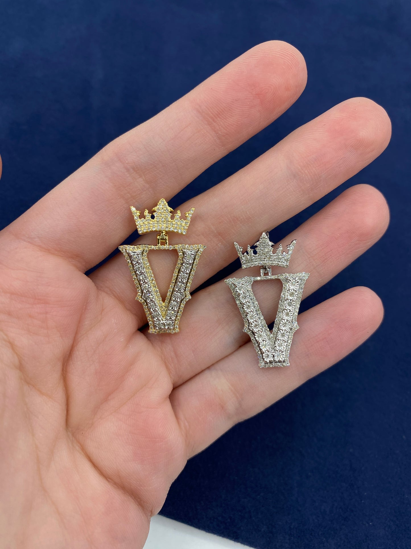 10K Crown Initial Pendant