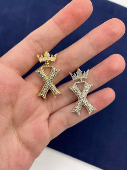 10K Crown Initial Pendant