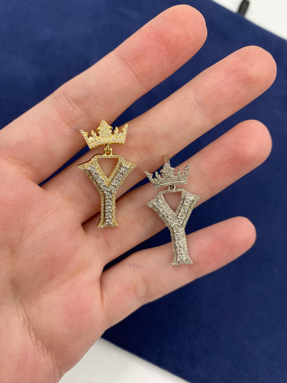 10K Crown Initial Pendant