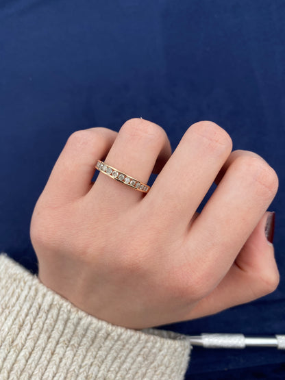 10k Rose Gold Half Diamond Ring Band