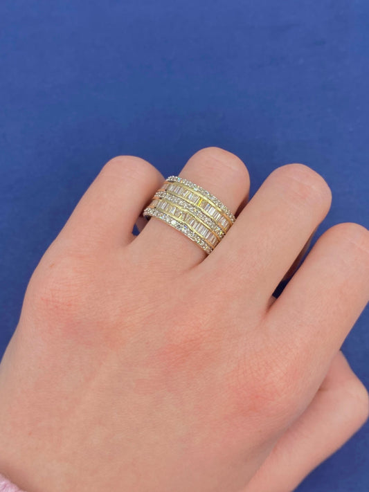 14K Double Row Baguette Layer Ring