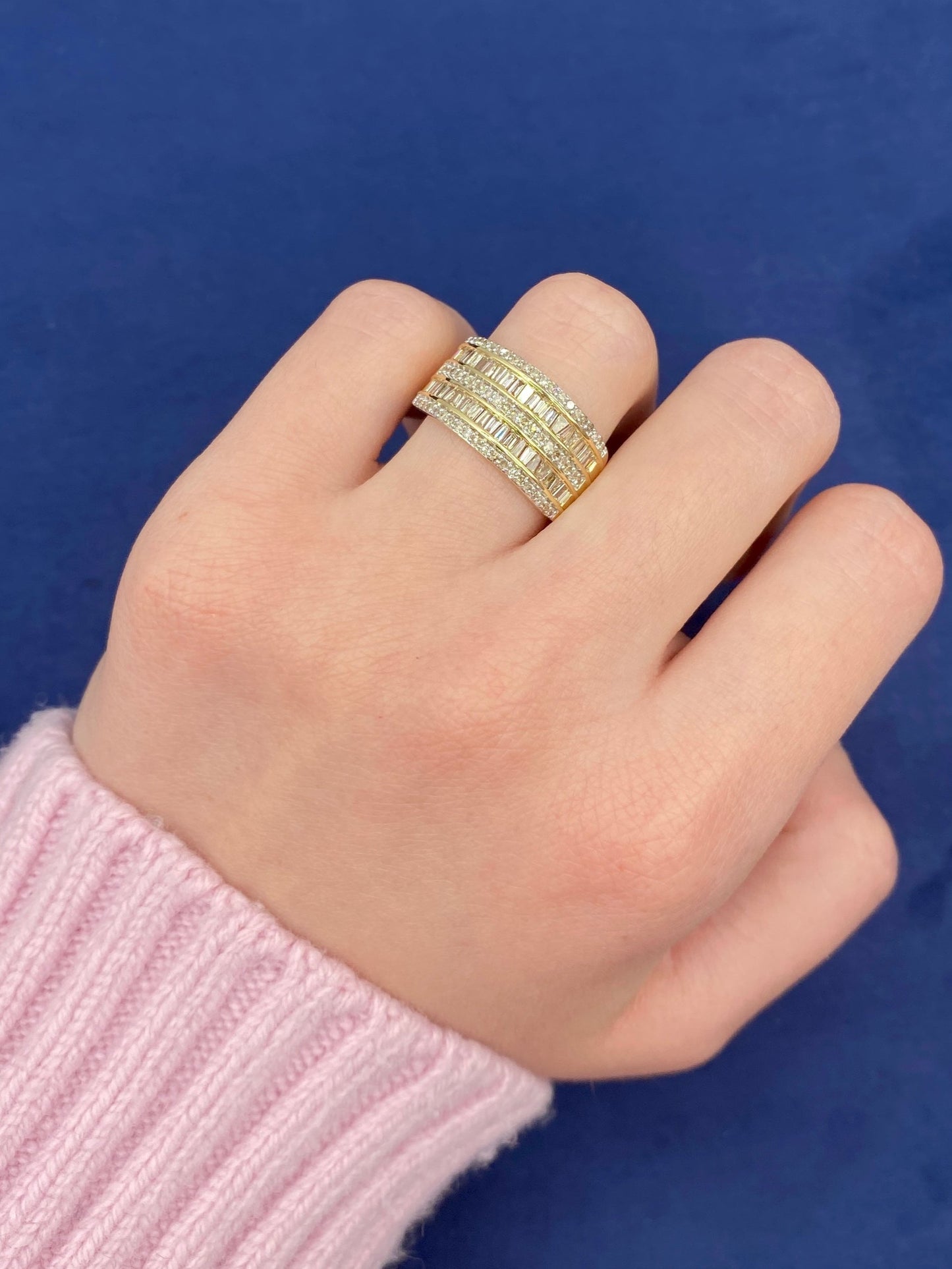 14k Small Double Row Baguette Ring