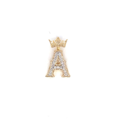 10K Crown Initial Pendant