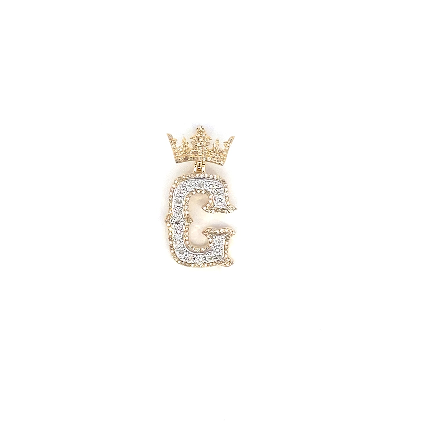 10K Crown Initial Pendant