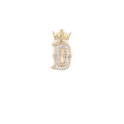 10K Crown Initial Pendant