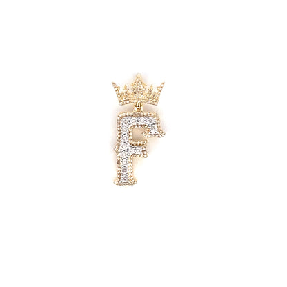 10K Crown Initial Pendant