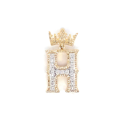 10K Crown Initial Pendant