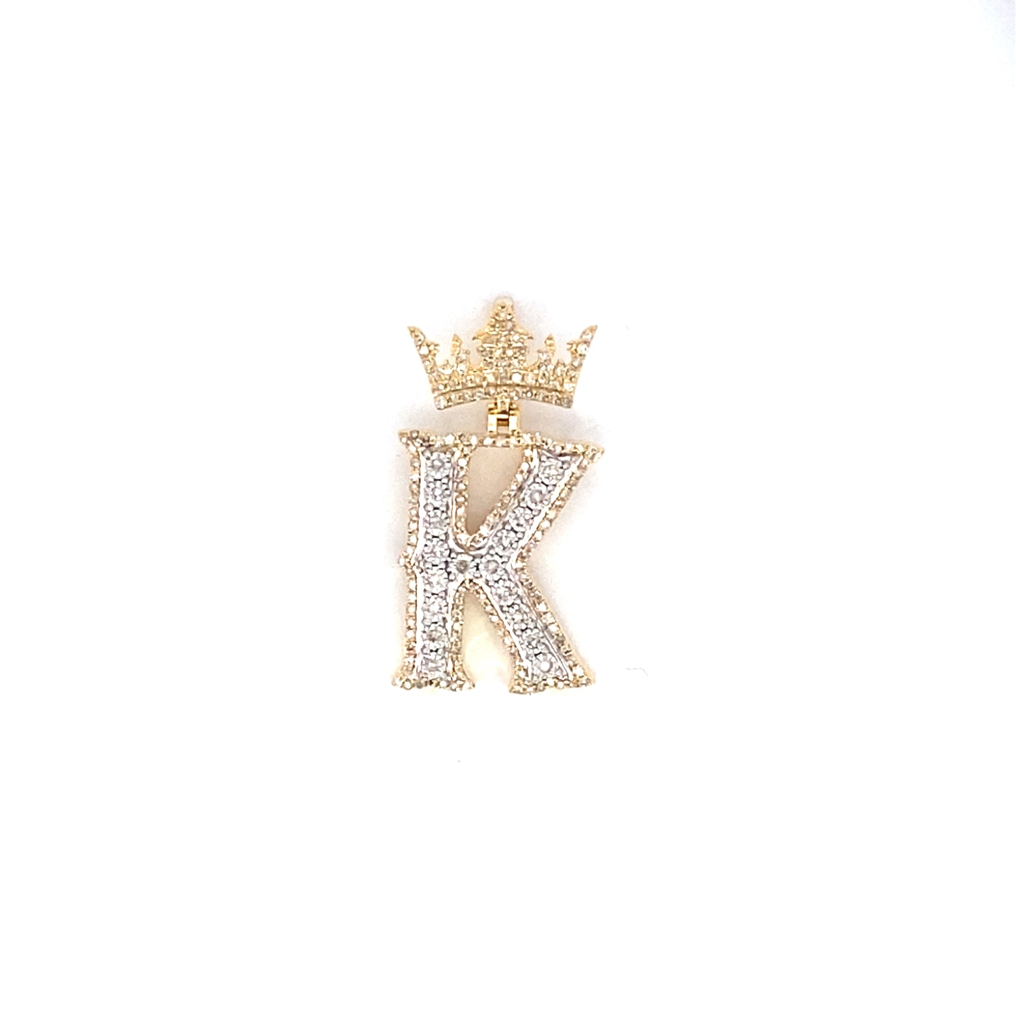 10K Crown Initial Pendant