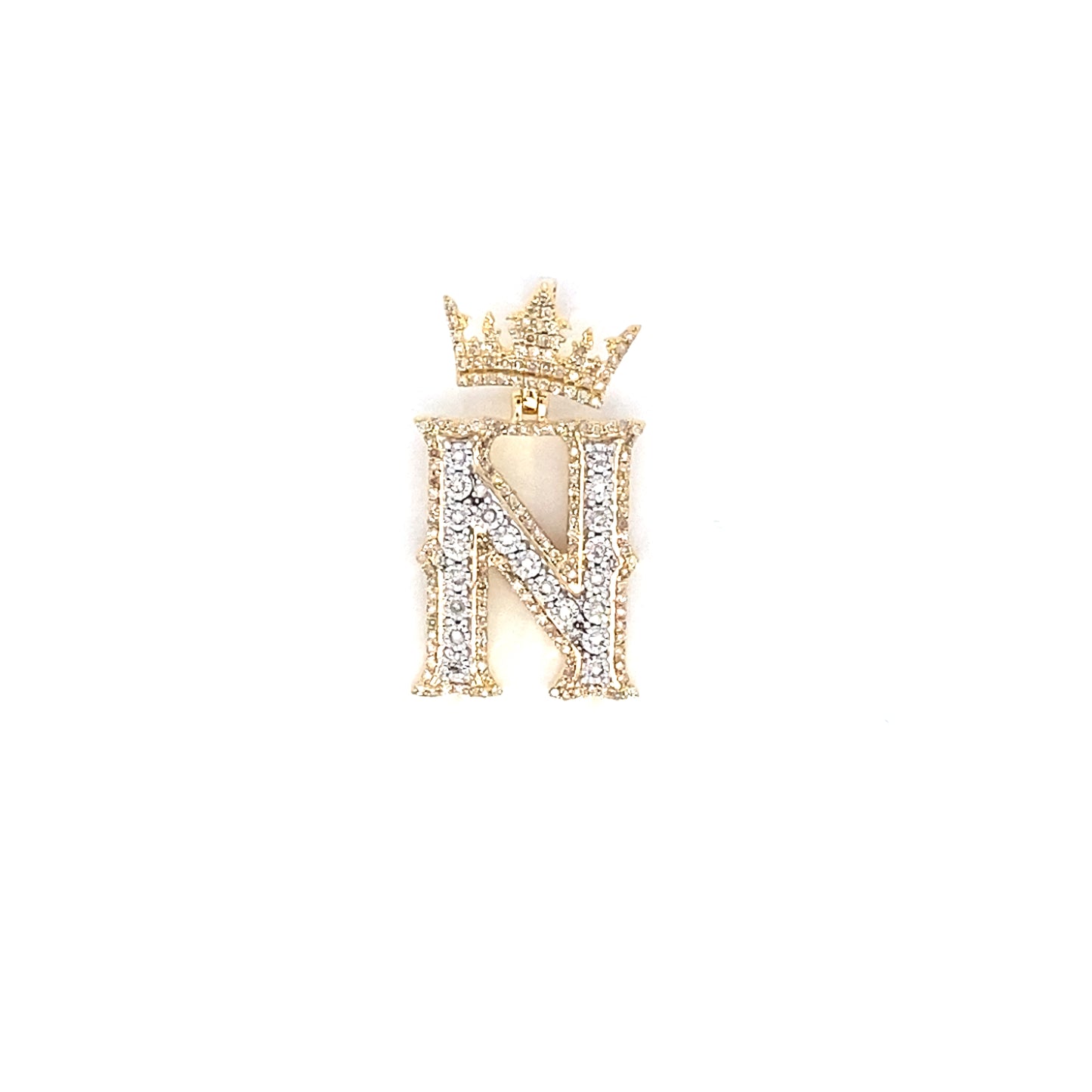 10K Crown Initial Pendant