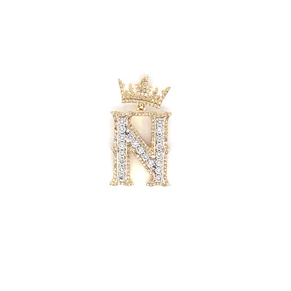 10K Crown Initial Pendant