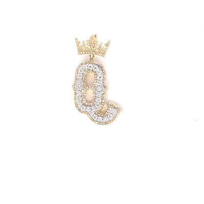 10K Crown Initial Pendant