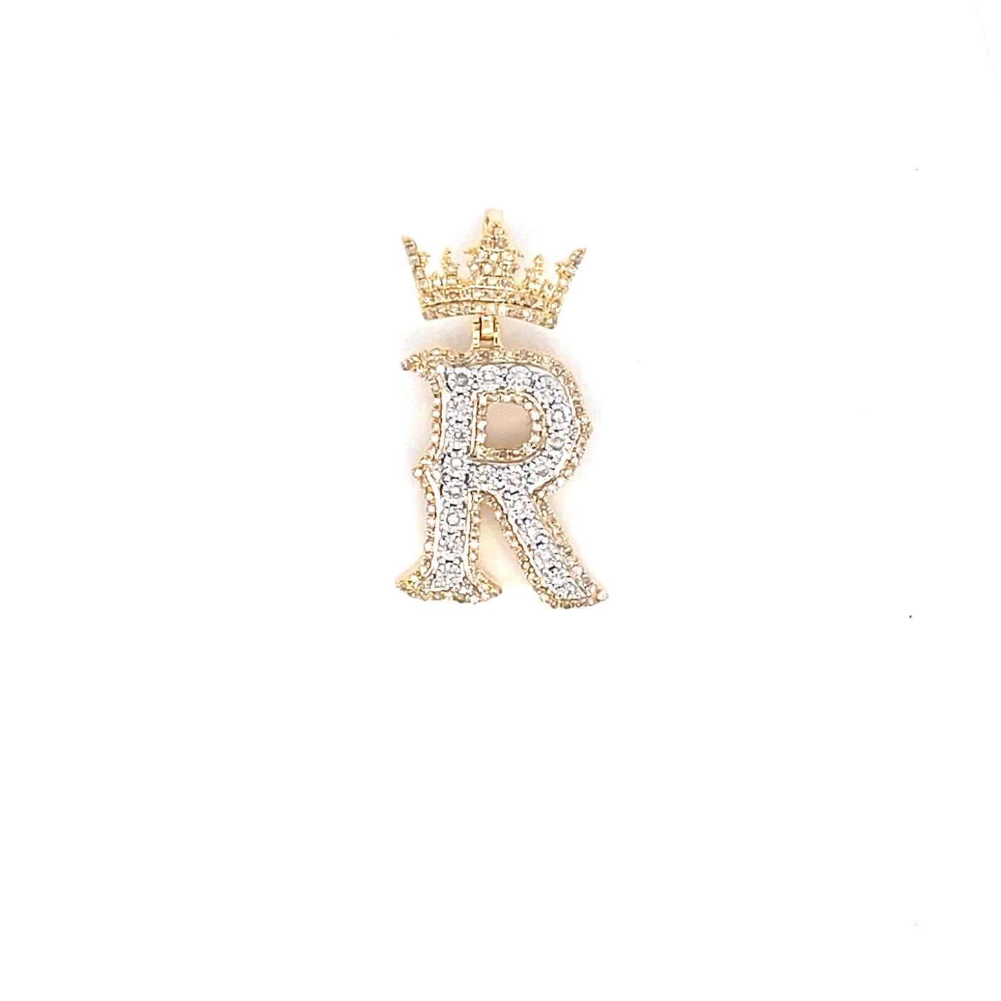 10K Crown Initial Pendant