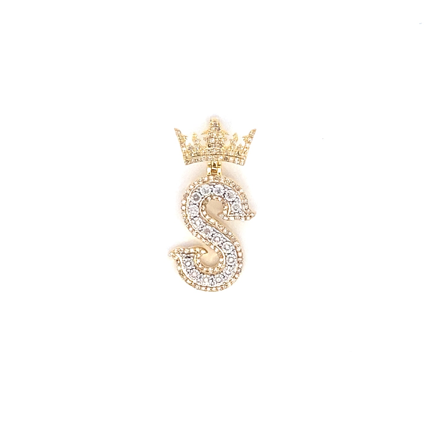 10K Crown Initial Pendant