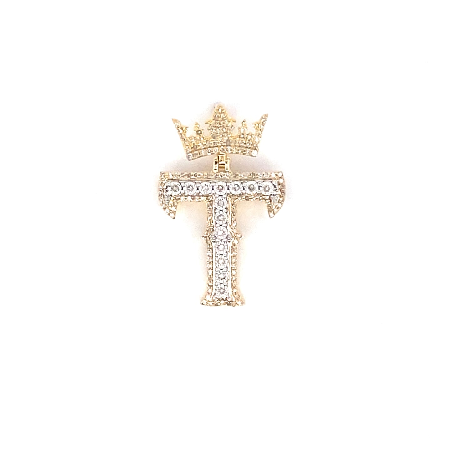 10K Crown Initial Pendant