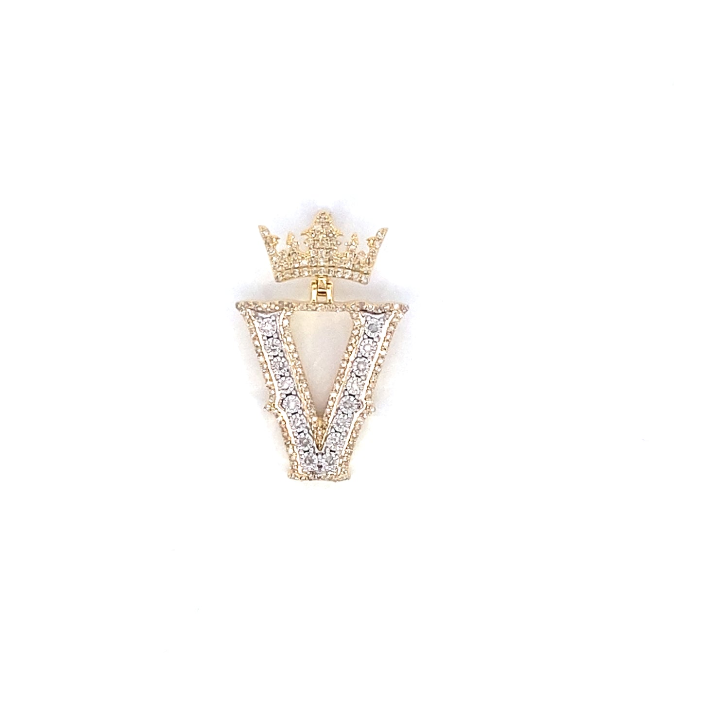 10K Crown Initial Pendant