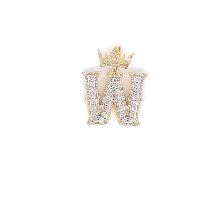 10K Crown Initial Pendant