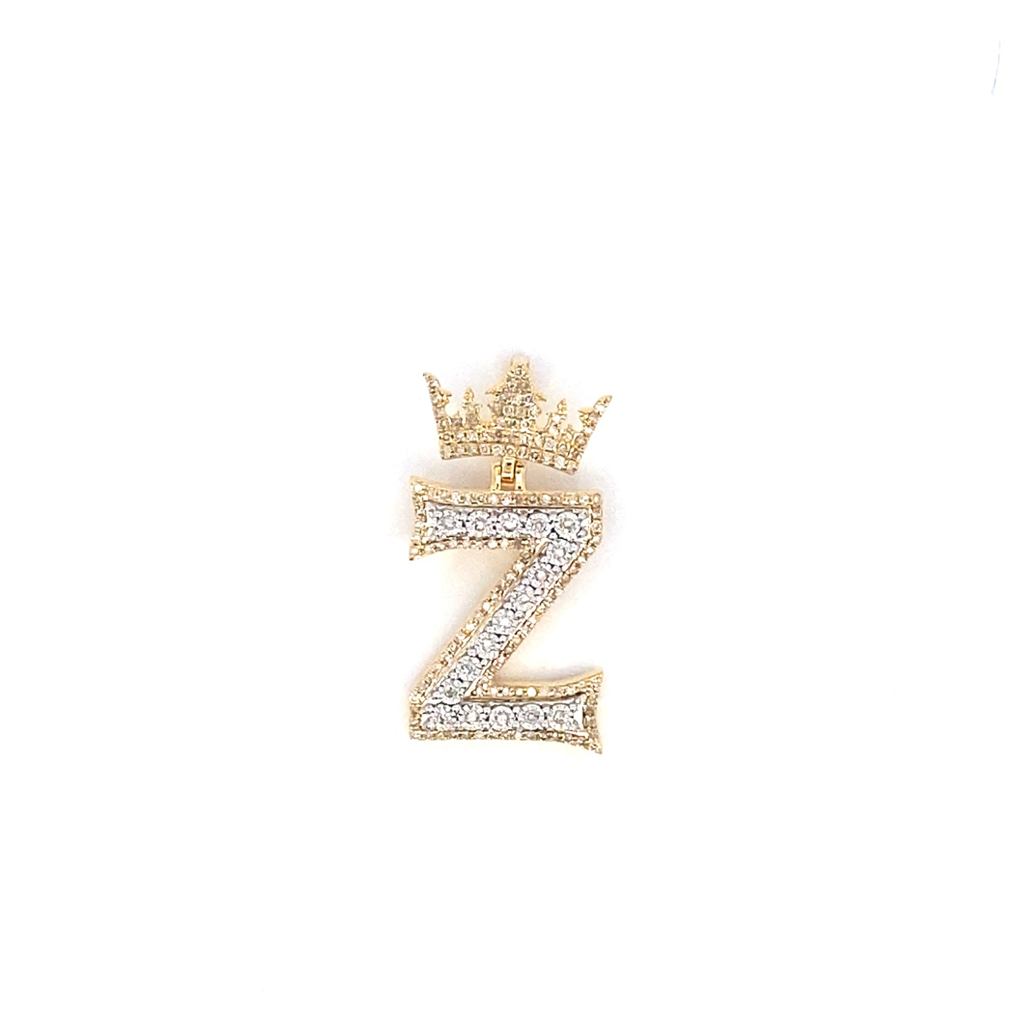 10K Crown Initial Pendant