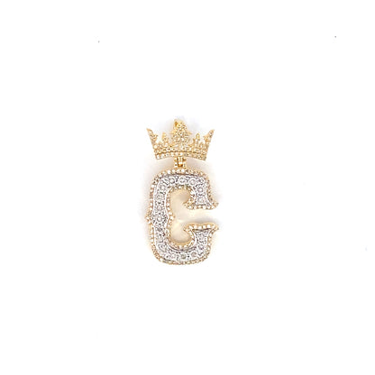 10K Crown Initial Pendant