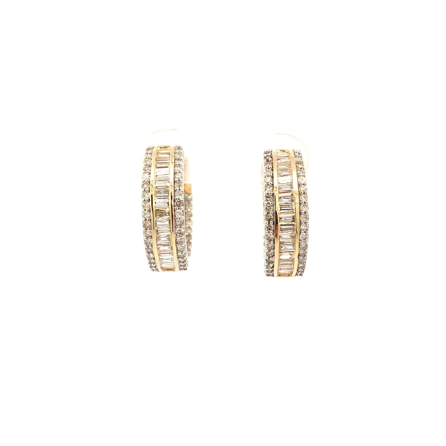 14k Baguette Ladder In and Out Hoop Earrings