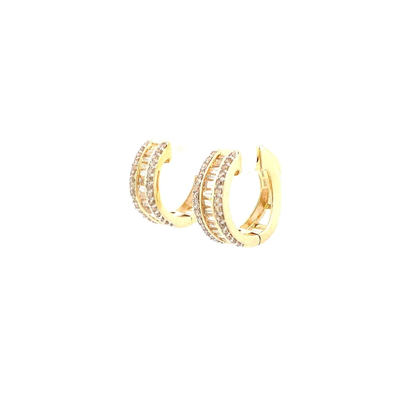 14k Baguette Small Hoop Earrings