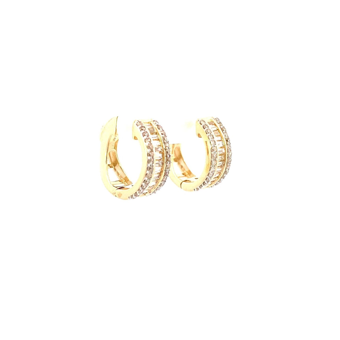 14k Baguette Small Hoop Earrings