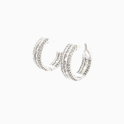 14k Small Baguette Ladder In and Out Hoop Earrings