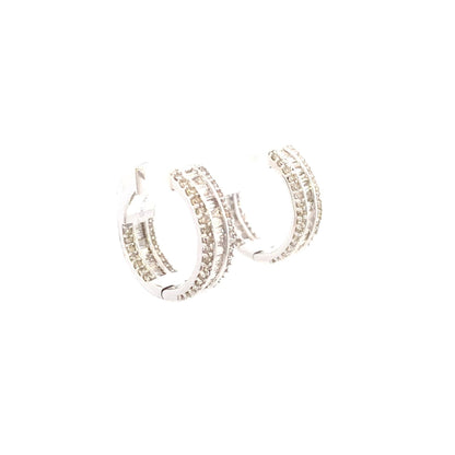 14k Baguette Ladder In and Out Hoop Earrings