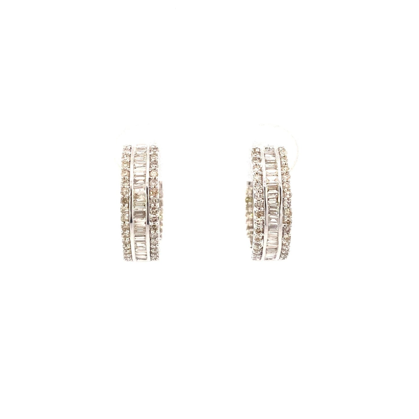 14k Baguette Ladder In and Out Hoop Earrings