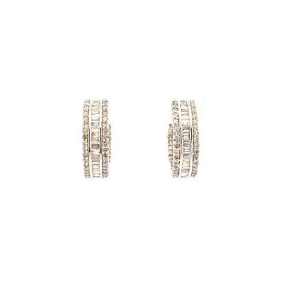 14k Baguette Ladder In and Out Hoop Earrings