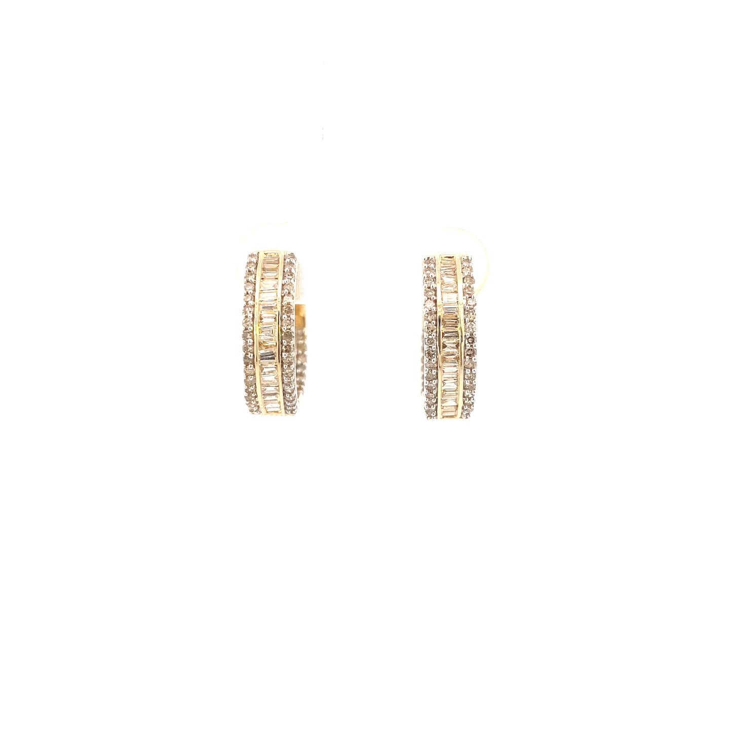 14k Small Baguette Ladder In and Out Hoop Earrings